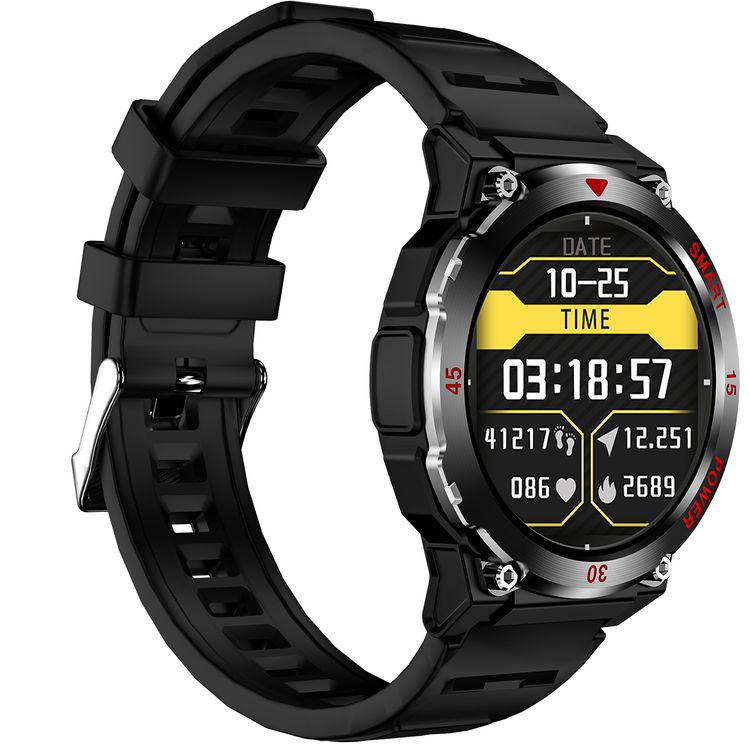 Green Lion Gear Fit Smart Watch with Dynamic Island, Health Monitoring, Bluetooth Calls, Magnetic Charging, Exercise Records, Music Player, 3-5 Days Usage Time - Black