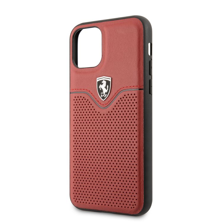 CG MOBILE Ferrari Leather Hard Phone Case Victory Compatible for iPhone 11 Pro (5.8") Shock Resistant Mobile Cover Officially Licensed - Red