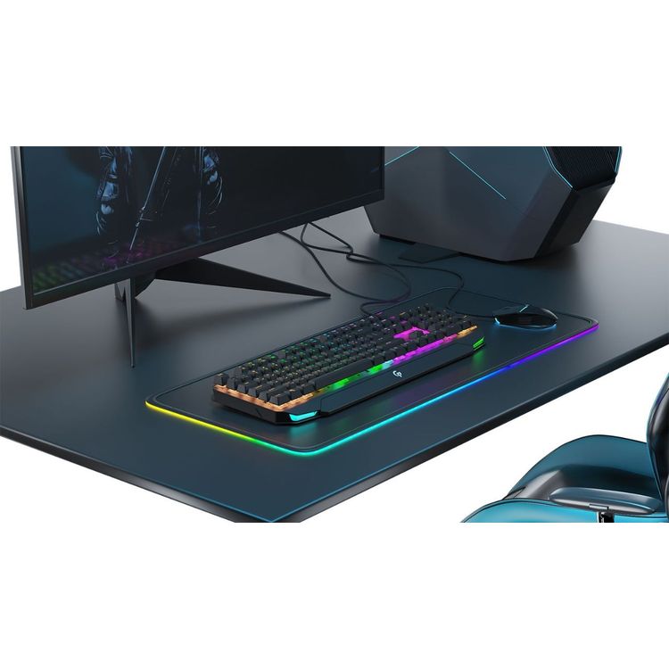Porodo Gaming Mechanical Gaming Keyboard Ultra with Rainbow Lighting and Aluminium Panel - Black