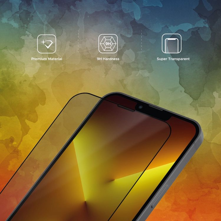 Liberty Guard Matte Full Cover Rounded Edge Screen Protector for iPhone 13 Pro Max with Dust Filter, Anti Shock & Anti Impact - Black