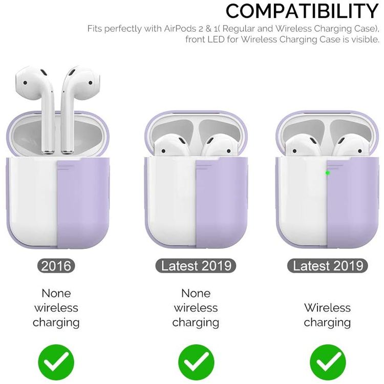 AhaStyle Premium Silicone Case Compatible for AirPods 1/2 Generation, Scratch Resistant, Drop Resistant, Dustproof and Absorbing Protective Cover - Lavender