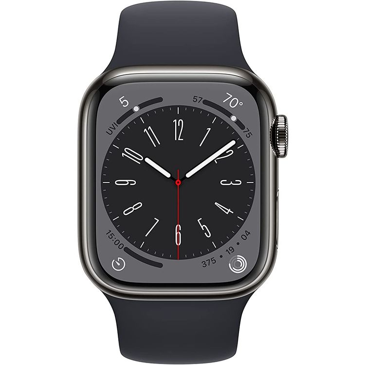 Apple watch series 8 (GPS + Cellular) -  Graphite Stainless Steel Case, Midnight Sport Band - 41 MM
