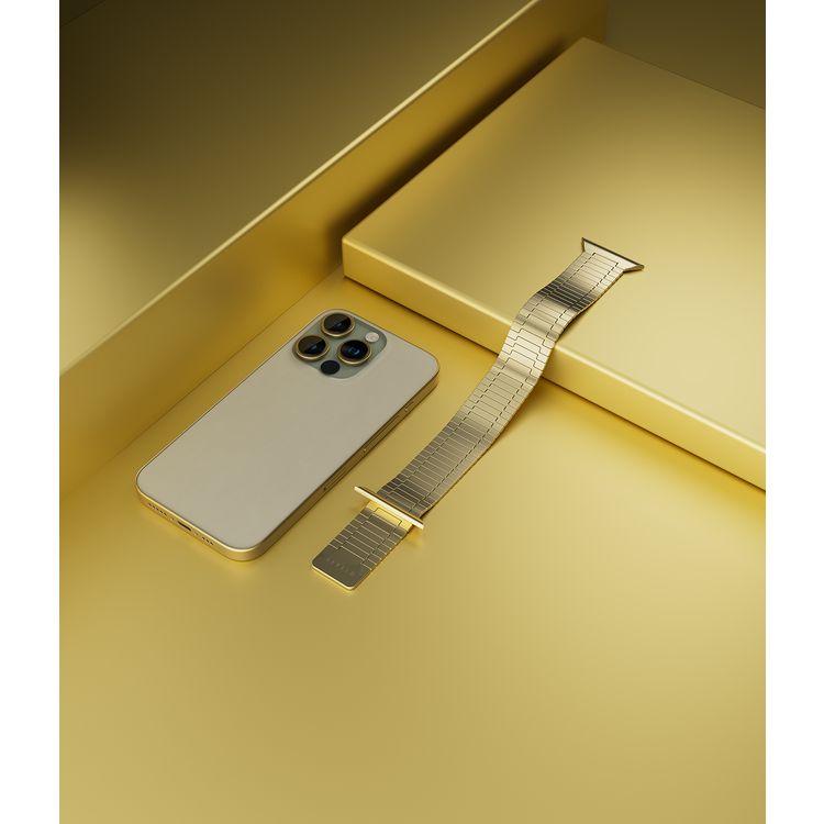 حزام ساعة ليفيلو ميلانو لساعة ابل 49/45 ملم، خفيف الوزن ومتين للغاية، وصلات قابلة للتعديل، مادة لا تسبب الحساسية، تكنولوجيا مضادة للأكسدة - ذهبي