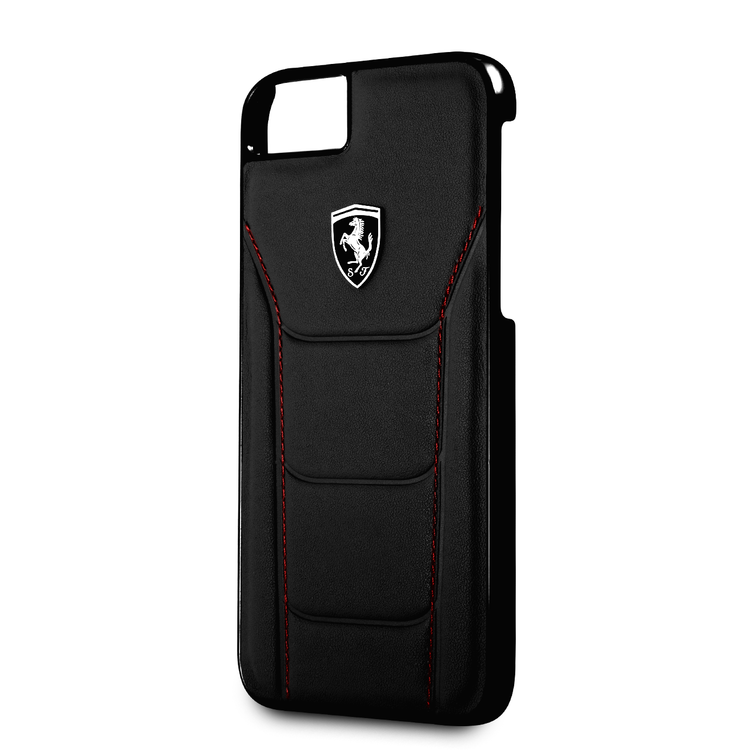 CG MOBILE Ferrari Heritage 488 Genuine Leather Hard Phone Case Compatible for iPhone 7 / 8 | Shock & Scratch Resistant Mobile Case Officially Licensed - Black