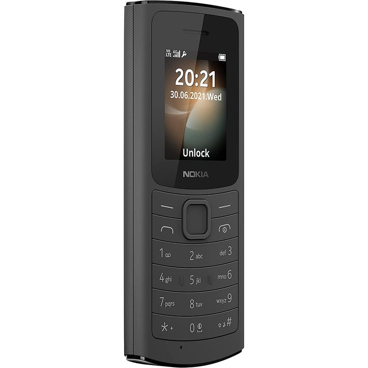 Nokia 110 4G Classic Feature Phone, Dual Sim, 1.8" Screen, Long Battery Life - Black