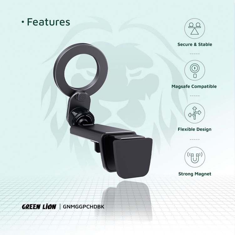 Green lion Mag Grip Stable Car Holder  - Black