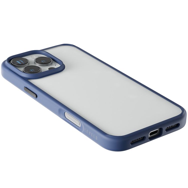 Levelo Solo Case for iPhone 16 Pro Max with Clearview Technology, Matte TPU Bumper, Comfortable Grip, Impact-Resistant Corners, 3H Scratch Resistance - Deep Blue