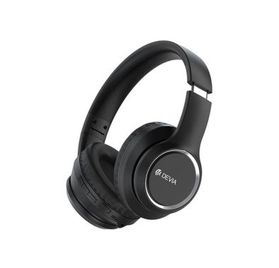 Devia Kintone Series Wireless Headset with HIFI Sound Quality, Hands-free Calling, Subwoofer Switch Button, 24 Hours Playtime, Foldable Design, Lightweight - Black