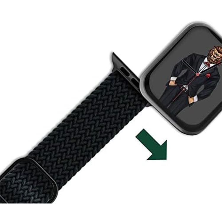 حزام ساعة مضفر منفرد من جرين لايون لساعة أبل 38/40 ملم، حزام قابل للتعديل، ملائم ناعم ومريح، سهل التركيب - أسود