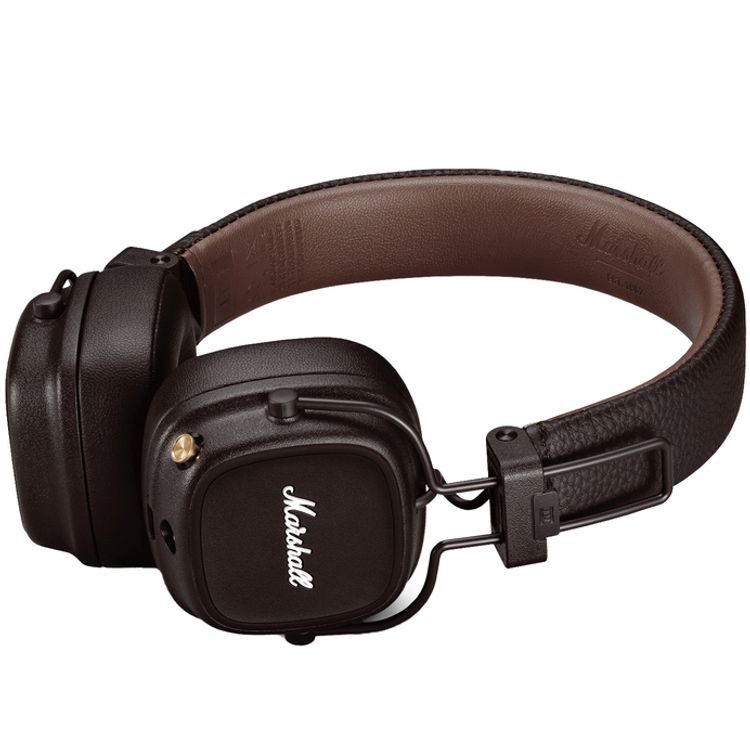 Marshall Major IV On-Ear Wireless Headphones, Foldable Design, 80 Hours of Wireless Play Time, Bluetooth Multipoint Connectivity, Fast & Wireless Charging, Bluetooth Version 5.0, 3 Hours Charging Time, 10 m Bluetooth Range - Brown 