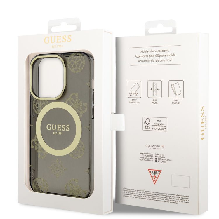 Guess Magsafe IML Case - Gold Black - iPhone 15 Pro