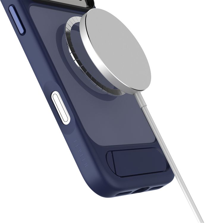 Levelo Matteo Hybrid Kickstand Case with Matte Design for iPhone 17 Pro Max, Anti-Fingerprint Coating, Impact-Resistant Corners, Raised Bezels for Camera & Screen, MagSafe Compatible, Shock-Resistant Bumper, Drop-Tested - Dark Blue