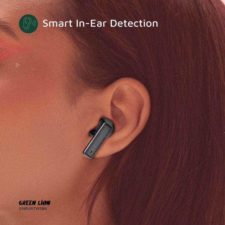 Green Lion River True Wireless Earbuds with ANC + ENC Clarity, Up to 7 Hours of Playtime, Smart in-Ear Detection, Bluetooth Version 5.4, -42dB Noise Reduction, 35 Hours Standby Time - Black