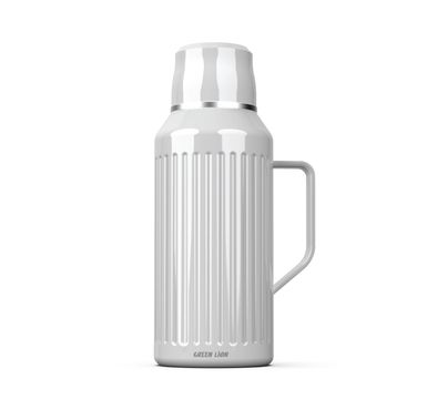 Green Lion Vintage Thermal Bottle, 1000 mL Capacity, 12 Hours Thermal Efficiency, 14 Hours Cooling Efficiency, Temperature Gauge, 360°-Anti-Corrosion, Double Wall Vacuum Insulation - White