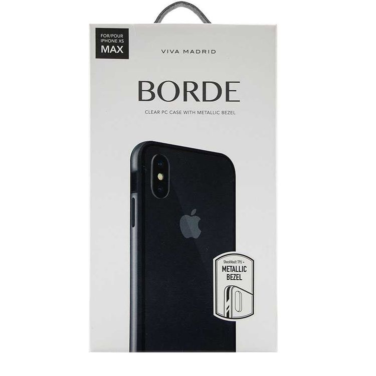 Viva Madrid Borde Transparent Back Case Compatible for iPhone Xs Max - 360° Aluminum Frame - Shock Absorbent Bumper - 4H Scratch Resistance - Drop Protection Back Cover - Silver