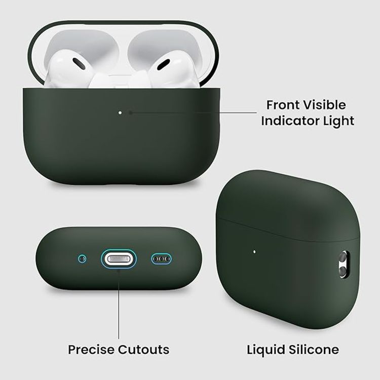 Ahastyle Premium Silicone Protective Case Compatible for AirPods Pro - Shock & Impact Drop Protection Cover - Scratch Resistance -  Dustproof Case - Midnight Green
