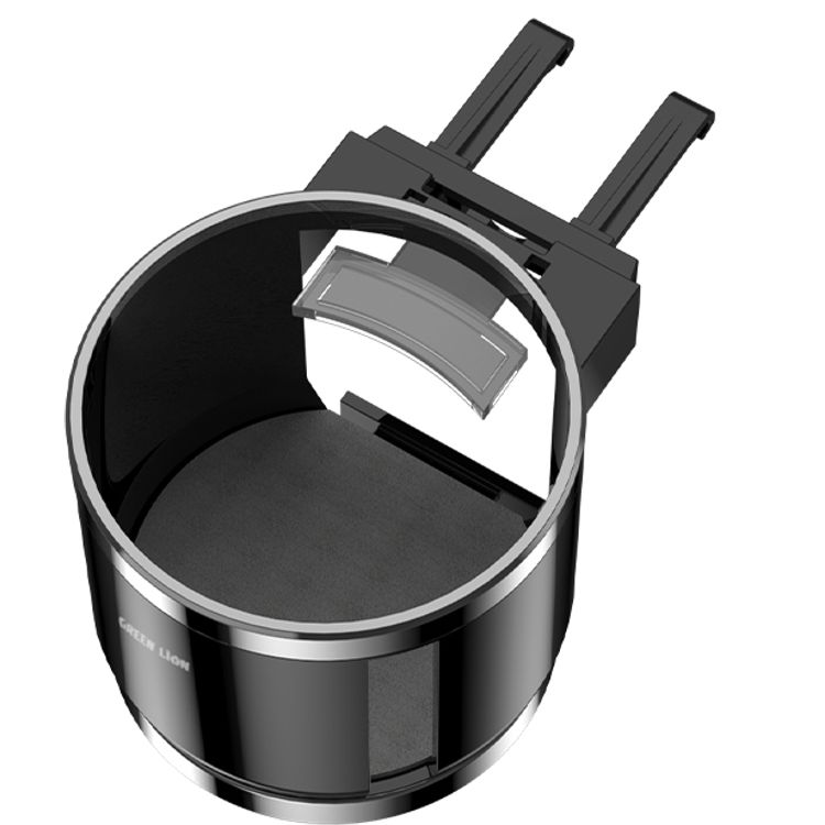 Green Lion Car Air Vent Cup Holder Organizer with 73mm Cup Diameter, 360° Airflow Friendly, Tool-Free Installation, Secure Grip Hold, Fits Horizontal Vent, Space-Saving Design, Spill-Free Driving, Quick Clip-On Mount, ABS + PC Material - Black