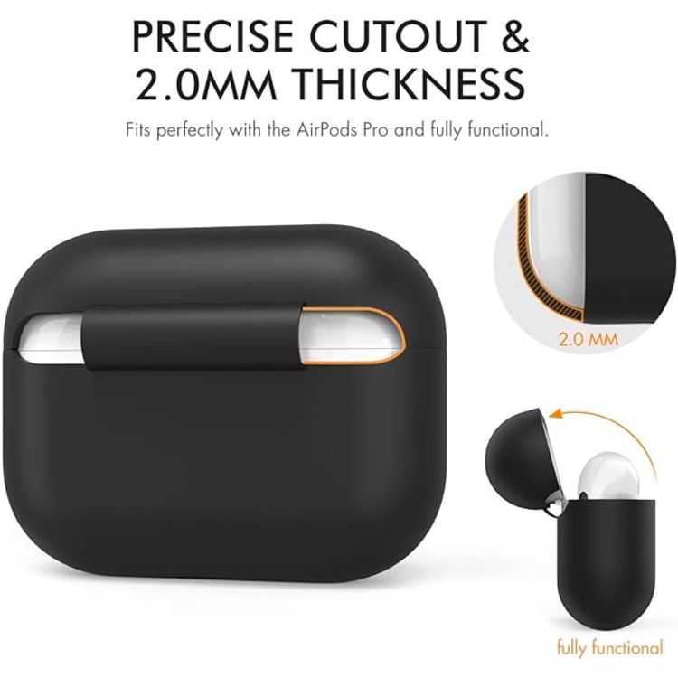 Ahastyle Premium Silicone Protective Case Compatible for AirPods Pro - Shock & Impact Drop Protection Cover - Scratch Resistance -  Dustproof Case - Black