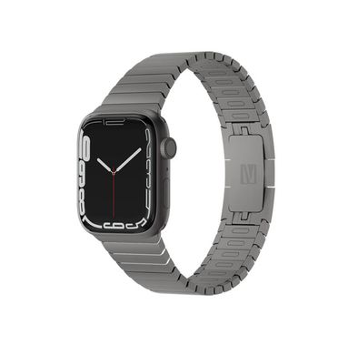 Levelo Westin Metal Watch Strap with Adjustable Links for Apple Watch 49/45mm, Hypoallergenic Material, Compatible with SE, Series 7, 6, 5, 4 & 3 - Titanium