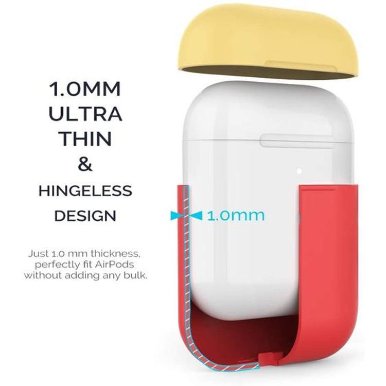 AhaStyle Keychain Version Two Toned Silicone Case with Anti-Lost Ring Compatible for AirPods 1/2 Generation, Scratch Resistant, Drop Resistant