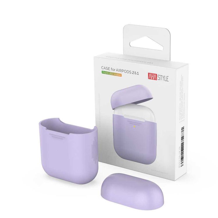 AhaStyle Premium Silicone Case Compatible for AirPods 1/2 Generation, Scratch Resistant, Drop Resistant, Dustproof and Absorbing Protective Cover - Lavender
