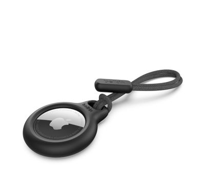 Belkin Secure Holder with Strap Compatible for Apple Airtag, Anti-Scratch Skin Cover, Anti-Lost Holder Suitable for AirTag Bluetooth Tracker - Black