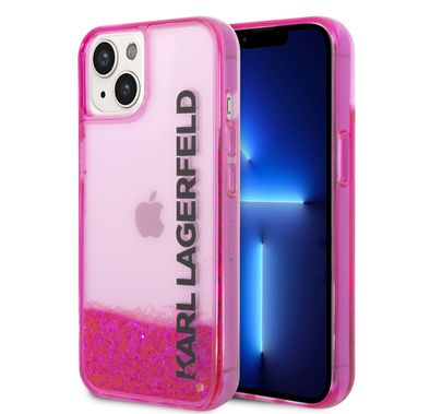 Karl Lagerfeld Liquid Glitter Elong Silicone Case Protector Compatible with iPhone 14 - Pink