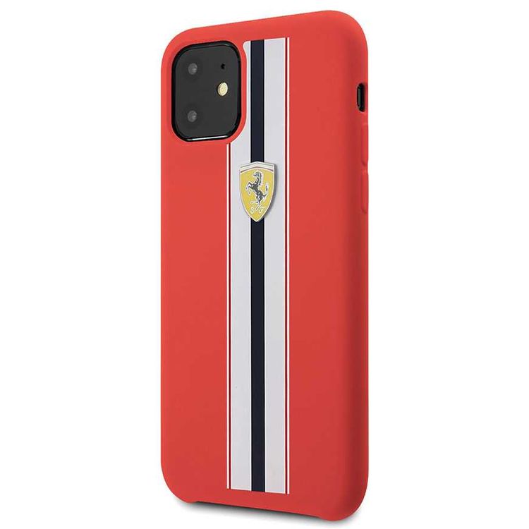 CG MOBILE Silicone Phone Case On Track & Stripes Compatible for iPhone 11 (6.1") Drop Protection Mobile Case Officially Licensed - Red