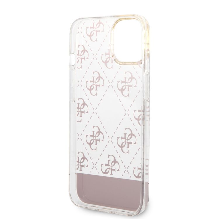 Guess IML Case With Electroplated 4G Pattern & Bottom Stripe Script Logo - Pink