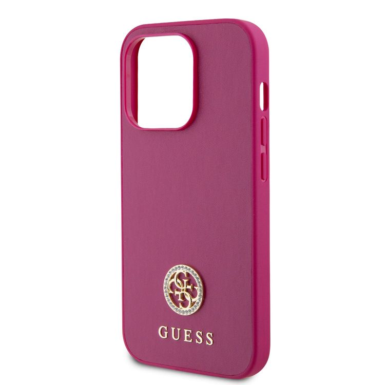 Guess PU Case with Metal 4G Strass Logo - Pink - iPhone 15 Pro