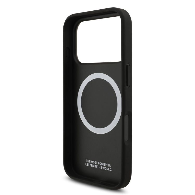 غطاء BMW MagSafe من الجلد PU مع شعارات معدنية وخطوط مائلة بثلاثة ألوان لهاتف iPhone 17 Pro Max، حماية من السقوط، تغليف مستدام، تصميم سهل التركيب، نحيف - رمادي