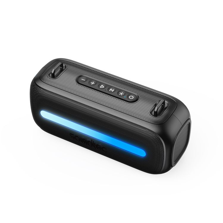 Porodo Soundtec Gala Lite Portable RGB Speaker with Wireless Microphone, Up to 6.5 Hours Play Time, FM Radio Function, Multi-Function Control, 24W Rated Power, 3600mAh Battery, Immersive Stereo Sound, Bluetooth Version 5.3 - Black