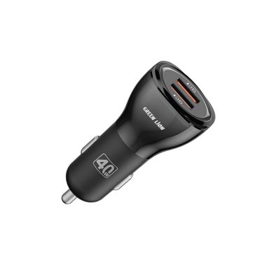 Green Lion Dual QC3.0 Car Charger with PC Flame Retardant, 40W Power Output Max, Fast Charging, Multiple Protection, Ultra Portable, Compact Design - Black