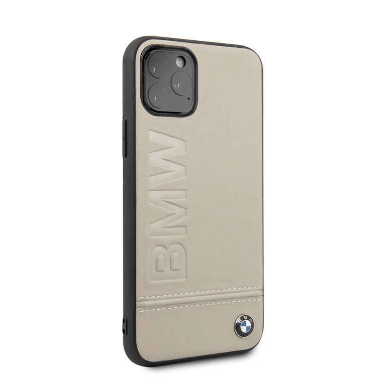CG Mobile BMW Logo Imprint Hard Case Compatible For iPhone 11 Pro (5.8") , Shock Resistant, Scratches Resistant, Easy Access to All Ports, Suitable with Wireless Chargers - Taupe