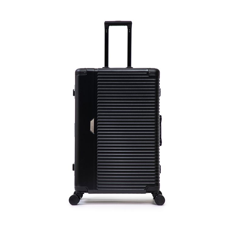 Levelo Aluminum & PC Luggage Set with Reinforced Lock Latch, 4 Double Wheels, Up to 80kg Weight Bearing, 20", 24" & 28" Luggage Sizes, Impact-Resistant Corners, 360° Wheel Rotation - Black