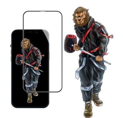 واقي شاشة منحني بالكامل زجاجي ثلاثي الأبعاد Forte HD من Green Lion متوافق مع iPhone 12 / 12 Pro (6.1 بوصة)