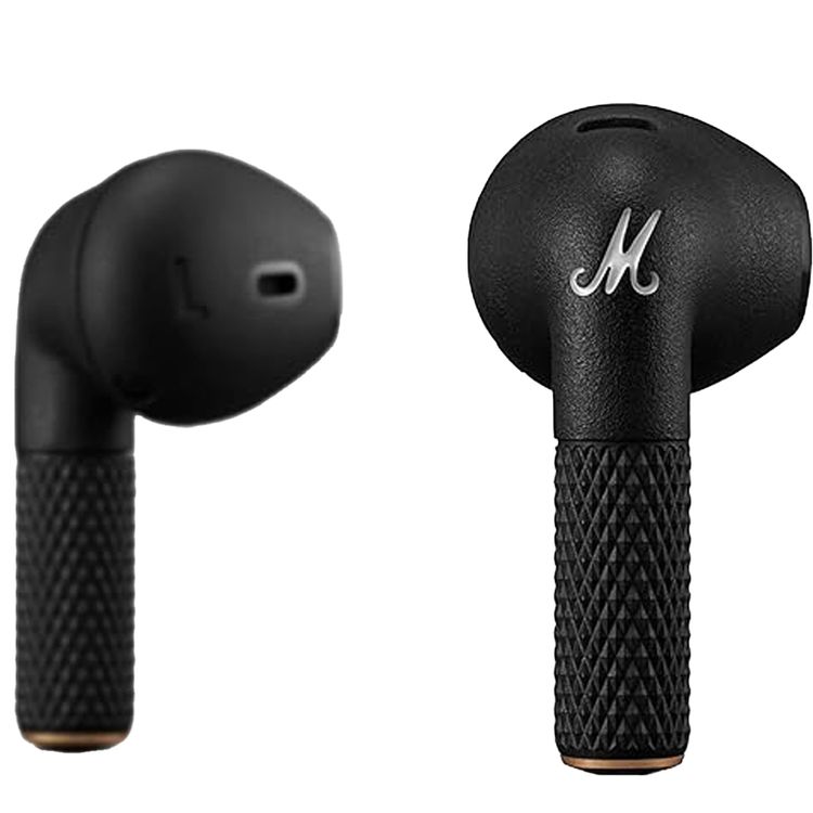 Marshall Minor III Wireless Earbuds, 25 Hours Playtime, Intuitive Touch Controls, Fast & Wireless Charging, Water Resistant, Custom Tuned Drivers, Marshall Signature Sound, 10m Bluetooth Range - Black
