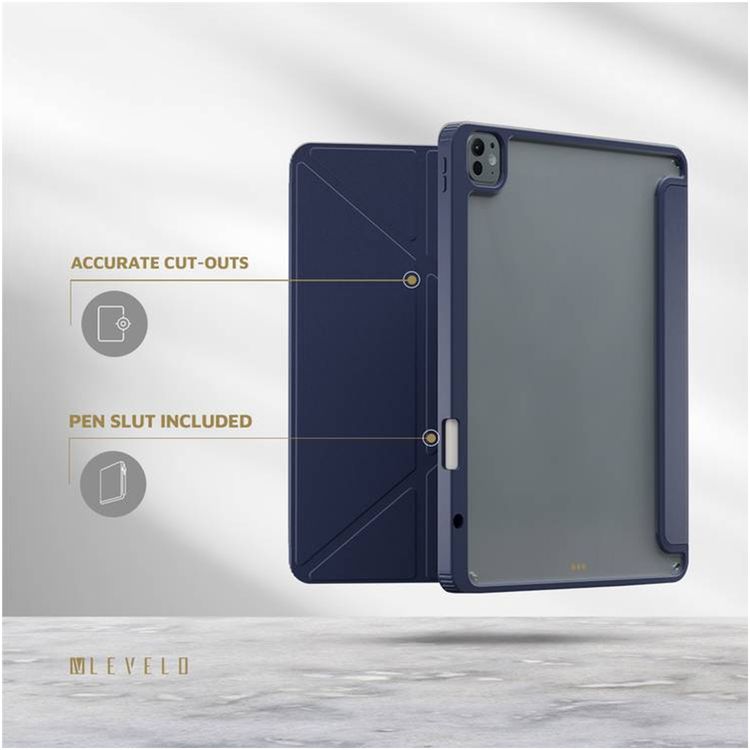 Levelo Conver Clear Back Hybrid Case for iPad Pro 11", Lightweight Design, Precise Cut-Outs, Easy Snap-On - Blue 