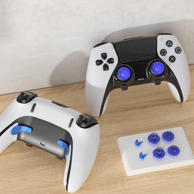 Porodo Gaming PS5 Edge Controller Stick Caps with Multiple Heights and Styles, Ergonomic Fit for Extended Gaming Sessions, Improves Accuracy and Comfort During Gameplay, Precision Cut, Easy to Attach and Remove - Blue