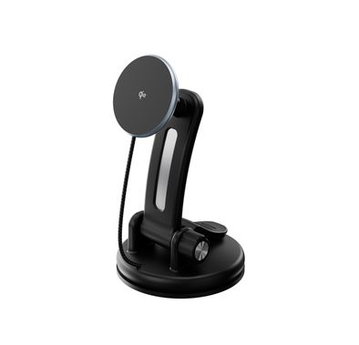 شاحن السيارة المغناطيسي باورولوجي إير ويف مع حامل للوحة القيادة وحامل لفتحة التهوية، بطاقة شحن للهاتف تبلغ 15 واط، وطاقة شحن للسماعات تبلغ 5 واط، شحن لاسلكي سريع Qi2، طول الكابل 1.2 متر، زاوية مشاهدة 360 درجة،