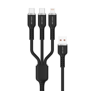 Green Lion 3in1 Silicone Cable, Charge & Sync,  1.2M, Wid...