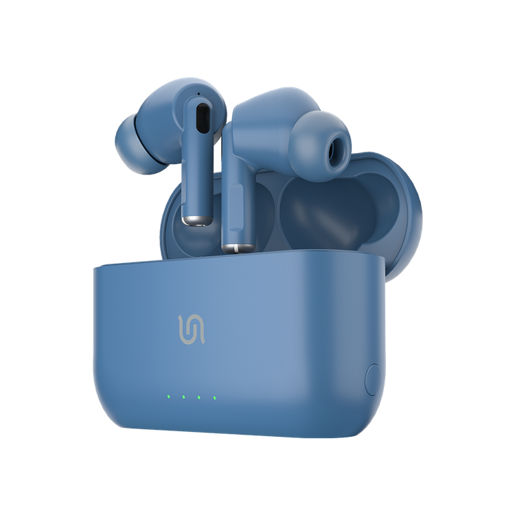 Porodo Soundtec Wireless ANC In-Ear Earbuds with Touch Controls, Wireless Charging, Transparency Mode, Comfortable Fit, Superior Microphone, 20 Hours Playtime with Charging Case, 10m Operating Distance - Blue