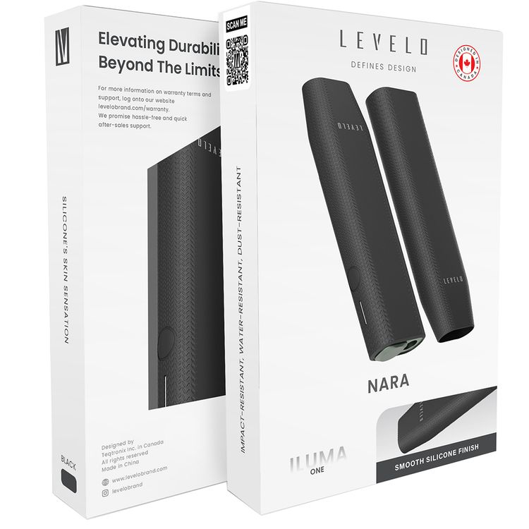 غطاء سيليكون Levelo Nara لجهاز IQOS ILUMA One 2023، مقاوم للانزلاق، بملمس ناعم من السيليكون، مقاوم للصدمات والماء والغبار، نحيف جداً، يشعر وكأنه بدون غطاء - أسود