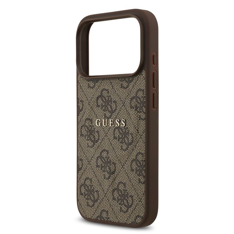 حافظة مجسيم مغنطيسية بتقنية 4G من جلد PU مع شعار كلاسيكي لجهاز آيفون 17 برو، حماية من السقوط، تصميم نحيف، قبضة مريحة، تغليف مستدام، انزلاق سهل، تصميم خفيف الوزن - بني