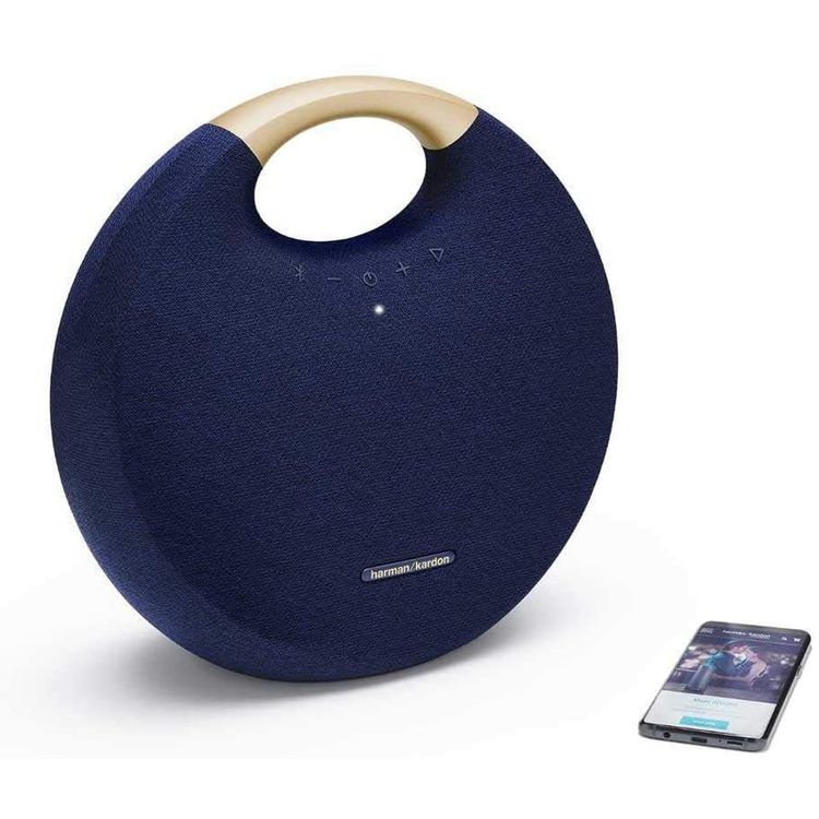 Harman Kardon Onyx Studio 6 Portable Wireless Bluetooth Speaker with Aluminum Handle, 8-Hours Playtime, IPX7 Waterproof, Wireless Dual Sound  - Blue