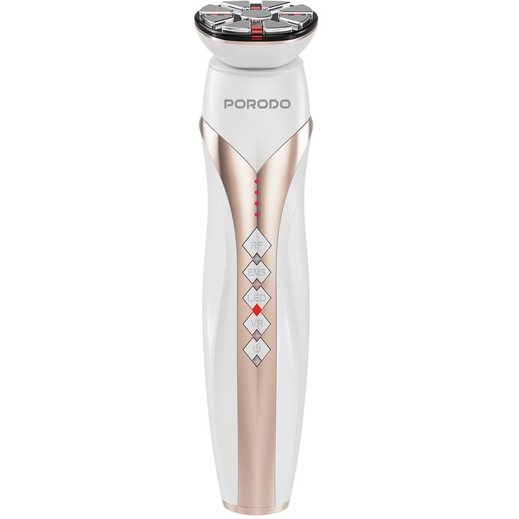 Porodo Lifestyle Vibration Light Therapy Device with EMS Micro-Stimulation, Strong RF Activation, 1450mAh Battery Capacity, 8.5W Power - White