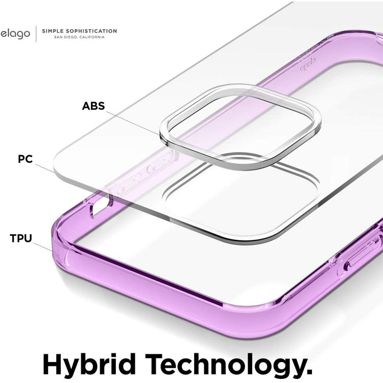 Elago Hybrid Case Compatible for iPhone 12/12 Pro (6.1"), Shock Absorbing Case Suitable Wireless Charging, Screen & Camera Protection - Lavender