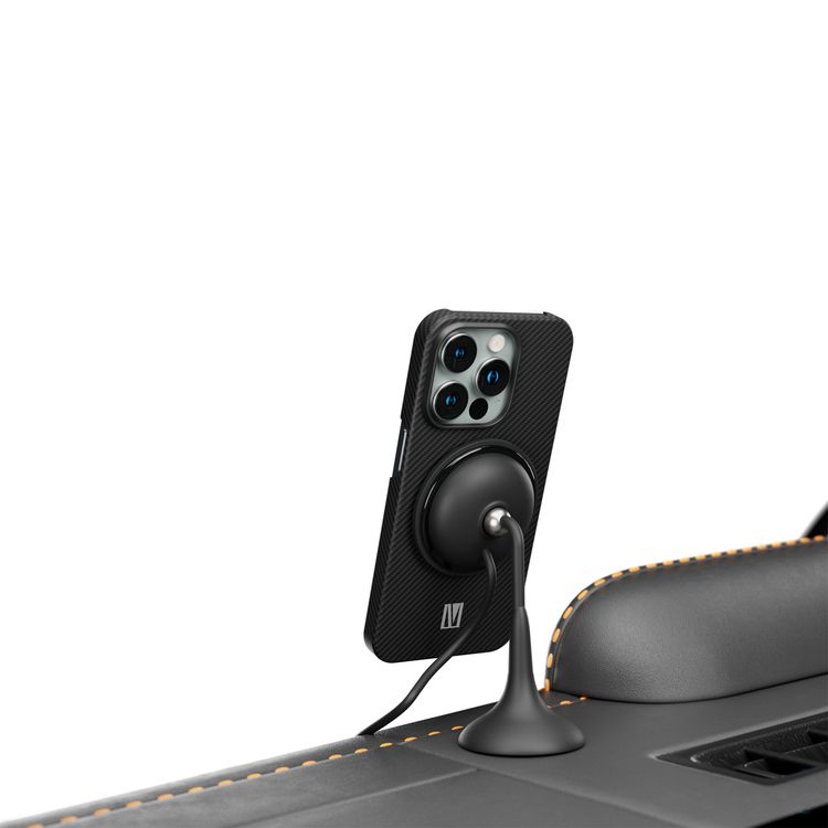  Levelo Sergei 1500D Aramid Fiber Case for iPhone 15 Pro Max, MagSafe Compatible, Shock-Proof Edges, Slim & Lightweight Design - Black