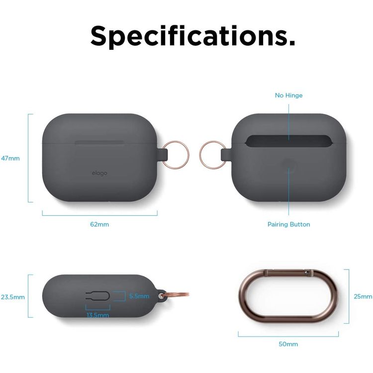 Elago Slim Hang Case for Apple Airpods Pro - Dark Gray
