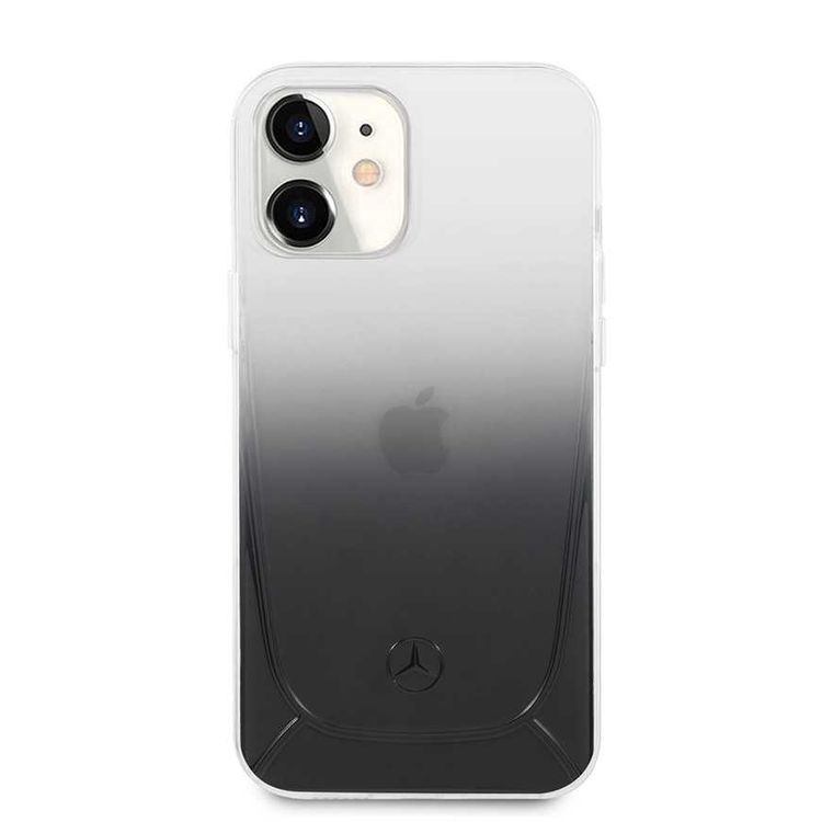 CG MOBILE Mercedes-Benz Transparent Phone Case Embossed 1 Compatible for iPhone 12 Mini (5.4) Officially Licensed - Black Gradient